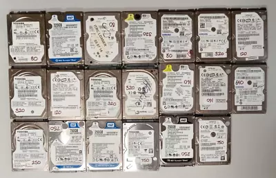 Lot Of 20 Mixed Brand SATA 2.5  Hard Drives (Varying GB Sizes) - Wiped Tested • $119.99