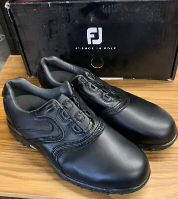 Footjoy Mens Contour Series Golf Shoes 54081 10.5w Black Leather New • $49.99