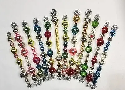✨️🌷12 Fun Springtime Vtg Mercury Glass Garland Icicle Bead Ornaments 4~4.5  • $40