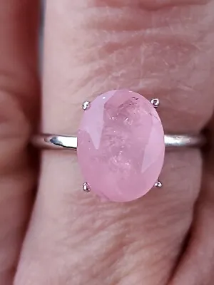 Morganite Oval Solitaire Ring 10kt Solid White Gold • $450
