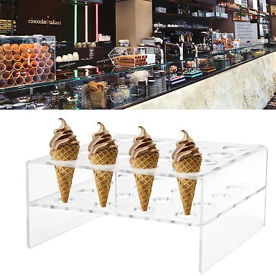 16 Slots Acrylic Ice Cream Cone Holder Chip Cone Holder Countertop Display Stand • £8.55