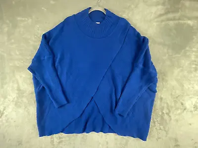 Truth + Style Sweater Large Cobalt Knit Cross Over Funnel Neck • $10.99