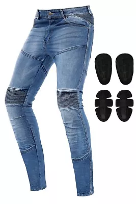 Mens Denim Motorbike Sports Jeans With Protective Lined Armoured Blue • $66.49