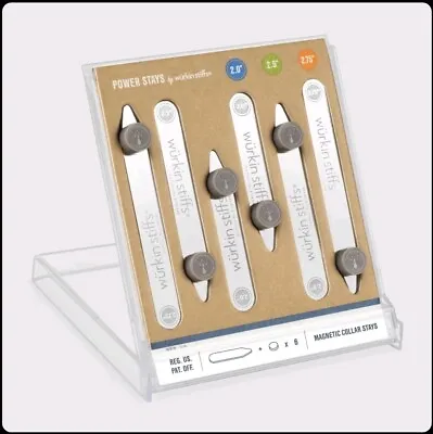 Magnetic Power Collar Stays 6pcs By Wurkin Stiffs With Button Magnets 2.0-2.75  • £15.99