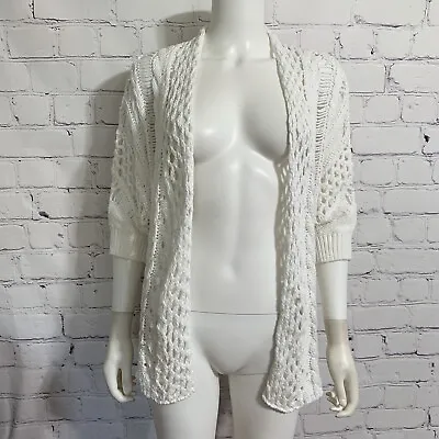 Moth Anthropologie Women’s Cable Knit Cardigan XS White Draped Open • $19.98