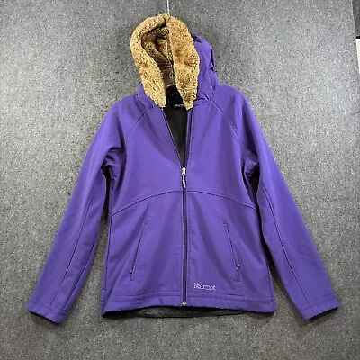 Marmot Furlong Jacket Women’s Medium Purple Faux Fur Hooded Coat Winter • $29.99