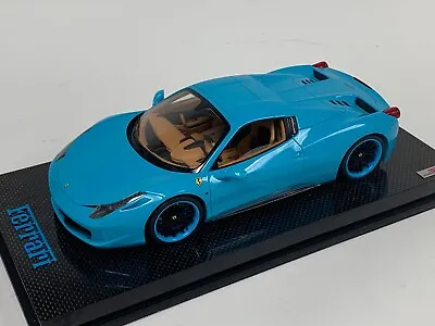 1/18 MR Collection Ferrari 458 Spider Hard Top Baby Blue Forgiato Wheel Carbon • $699.95
