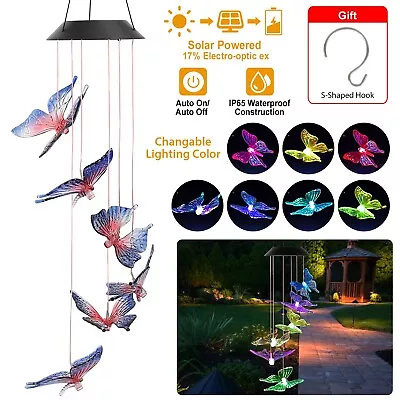 Solar Wind Chimes Lights LED Hanging Butterfly Garden Color Changing Lamp Decor • $9.99