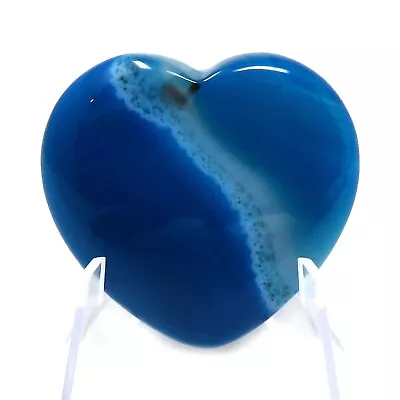 Blue Agate Stone Heart #577 - 40mm Or 1.5  - Valentines Day  Love Pocket Stone • $9.95