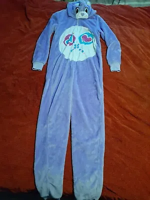 Care Bears Adult Share Bear Hooded Union Suit 1pc Pajamas Purple Size Small 4/6  • £20.90