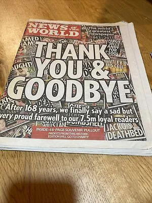 News Of The World Newspaper 10th July 2011 Last Ever Edition Complete Undamaged • £8