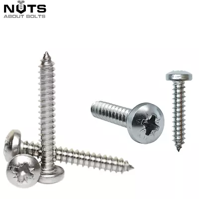 POZI PAN HEAD A2 STAINLESS STEEL SELF TAPPING SCREWS TAPPERS No. 2 4 6 8 10 12 • £2.99