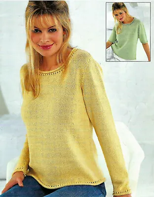 Ladies Summer Top Tunic Jumper Sweater KNITTING PATTERN Cotton DK 4 Ply 30 - 42  • £2.15