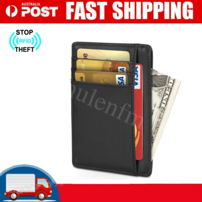 $9.99 • Buy Rfid Blocking Leather Wallet Credit Card Holder Slim Men's Money Cash Clip Purse