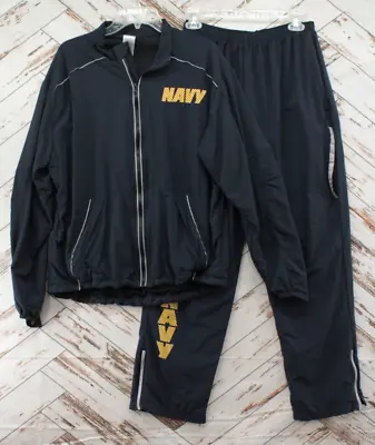 US Navy Track Suit Men Medium Blue Yellow Outdoors Running Jogging USN Adult M • $79.99
