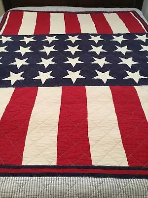 Tommy Hilfiger Home Vintage Quilted Comforter USA Flag 65x 84” • $45.95