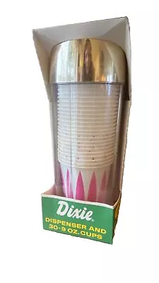 Vintage Dixie Cup Dispenser Wall Mount Silver Top With 9oz Cups New In Box • $31.35