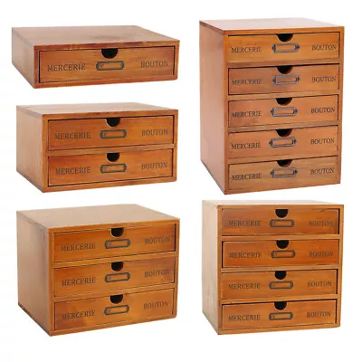 £13.95 • Buy Rustic Chest Of Drawers Wooden Storage Cabinet Desktop Trinkets Box Jewelry Case