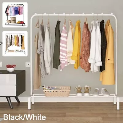 Heavy Duty Metal Clothes Rail Rack Garment Hanging Display Stand Storage Shelf • £12.99