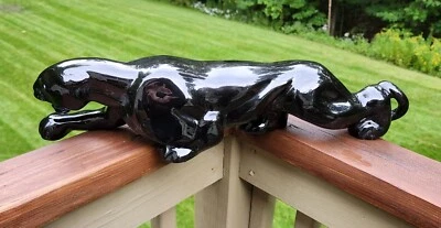 $134.95 • Buy Vintage MCM 1950s Black Panther Cat Ceramic Long Lean 19” TV Lamp Light WORKS