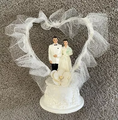 Vintage White Bride/ Groom 7.5 Wedding Cake Topper-vg-free Shipping • $19