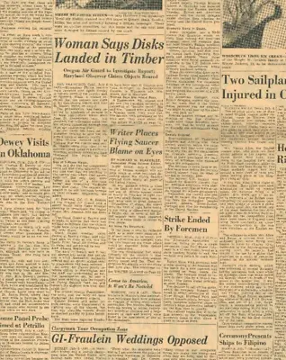 UFO Roswell Original Newspaper July 7 1947 Woman Says Disks Landed In Timber B20 • $549
