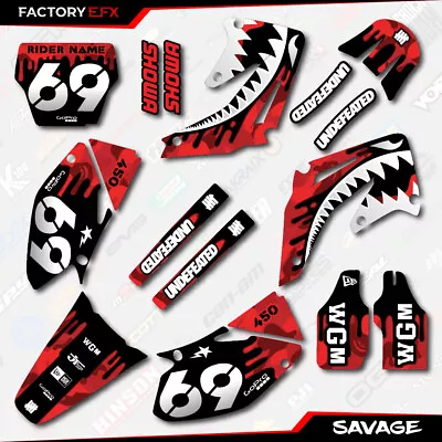 Red Savage Graphics Kit Fits Honda CRF450R 02-04 Crf 450 Crf450 Decals • $79.99