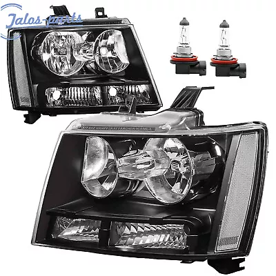 For 2007-2014 Chevy Suburban Tahoe Avalanche Clear Black Headlights With Bulb • $103.52