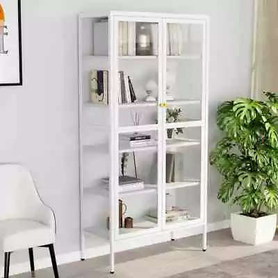 Display Cabinet Steel And Tempered Glass Side Furniture Multi Colors VidaXL • $605.99