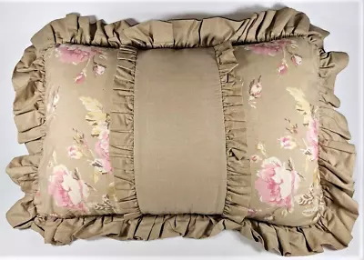 Ruffled Cabbage Roses Pillow And Case 18  By 12  Very Nice • $16.50