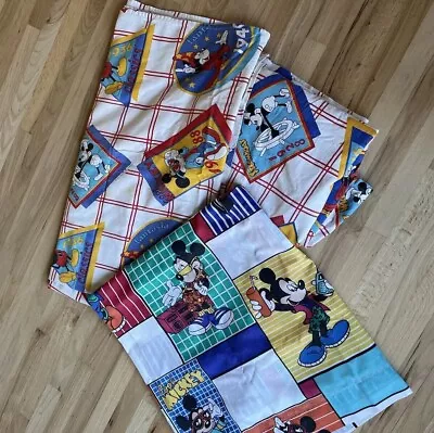 Bundle Of 3 Vintage 1980's Disney  Cool Mickey  “History” Kids Sheets. • $24.99