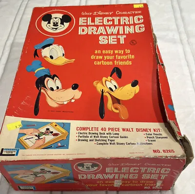 Vintage 1965 DISNEY Electric Drawing Set Lighted Desk Drawing Guides; It WORKS! • $35