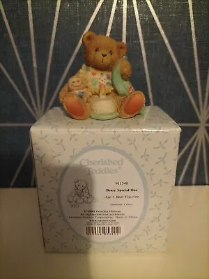 Cherished Teddies 911348 Beary Special One - Age 1 Bear Figurine • £3