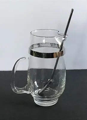 Libbey Silver Overlay Band Martini Cocktail Pitcher With Stir • $10