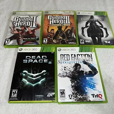 $23 • Buy Lot Of 5 Xbox 360 Games ~ Guitar Hero II & III, Darksiders 2, Dead Space 2
