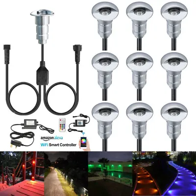 WIFI 26mm RGB LED Decking Lights Recessed Lights Plinth Kits Garden Patio Lamp • £62.39