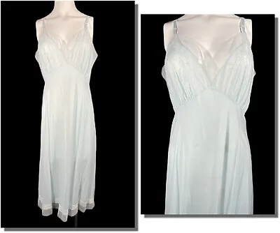 Vintage Van Raalte Baby Blue Full Dress Slip Buttery Nylon Chiffon & Lace 38 • $24.99