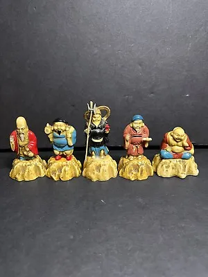 VTG Made In Japan 7 Lucky Gods Of Happiness Immortals Resin Mini Figures & Stand • $20