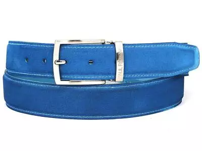 PAUL PARKMAN Men's Blue Suede Belt (ID#B06-BLU) • $226.40