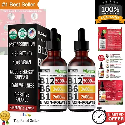 2 Pack Vitamin B12 Liquid Drops Vegan B12 Sublingual 5000 Mcg Methylcobalam... • $40.11