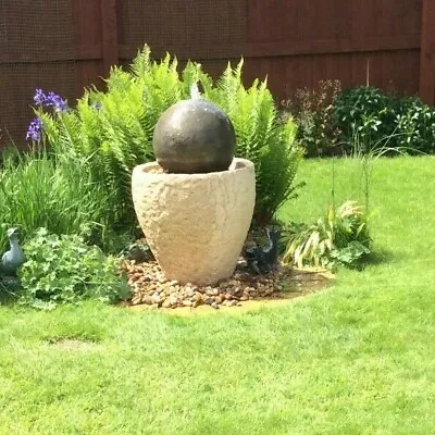 £375.50 • Buy Stone Ball On Granery Tub Fountain Water Feature Garden Ornament  