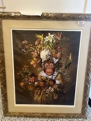 Donald Roller Wilson - Signed Framed Print #8/60 - Monkey With Flower Hat • $1250