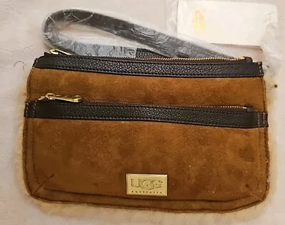 Genuine Ugg  Clutch Bag Double Zipped Pockets Small Rare Find Chestnut  • £70