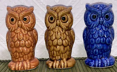 Lot Of 3 Vintage MCM Owl Salt And Pepper Shakers Blue Rust Tan Japan • $12