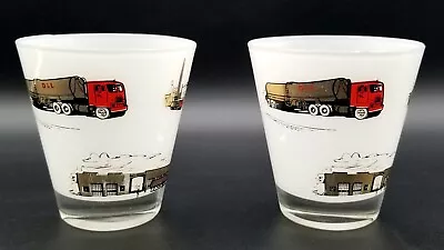 Vintage D&L Transport Co. Trucking Semi Cased Old Fashioned Lowball Glasses • $18