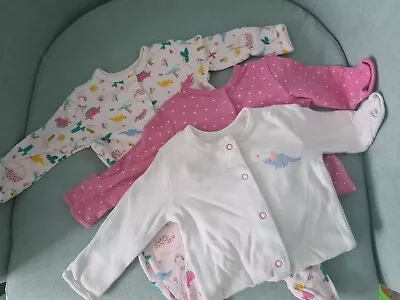 Mamas & Papas Baby Girl Sleepsuit Set Very Lightly Used Newborn Size. Dinosaur • £10