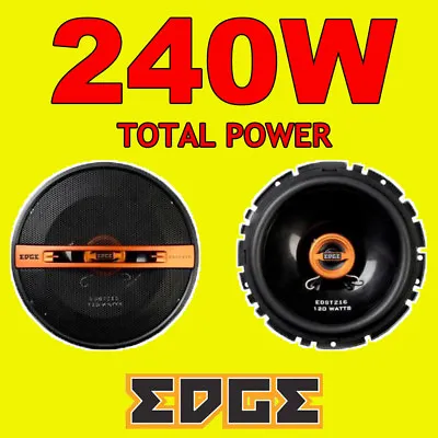 £38.99 • Buy EDGE 240W TOTAL 2WAY 6.5 INCH 16.5cm CAR DOOR/SHELF COAXIAL SPEAKERS ORANGE PAIR