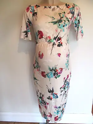 £25 • Buy Tiffany Rose Maternity Smart Stone Floral Occasion Party Dress Size 5 Uk 18