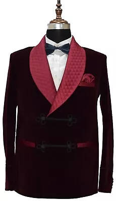 Men Vintage Velvet Blazer Smoking Jacket Wedding Prom Party Wear Frogging Jacket • $161.10