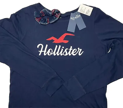 $33.58 • Buy Hollister Sleep T-Shirt Long Sleeve Graphic Tee Matching Hair Tie Women XS NWT
